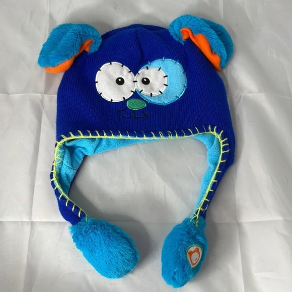 FLIPEEZ Kids Ear Flapper Winter Toque Blue Knit Fleece Lined Reflective Logo - Picture 10 of 10